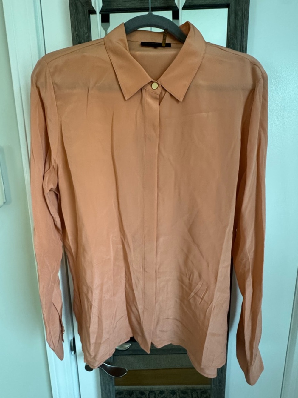 Donna Karan Peach-Orange Long Sleeve Blouse